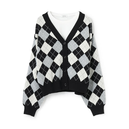 菱格針織T恤套裝