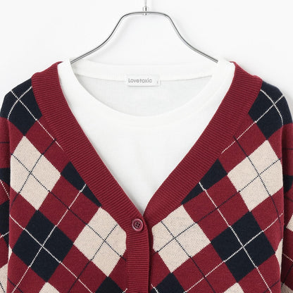 菱格針織T恤套裝