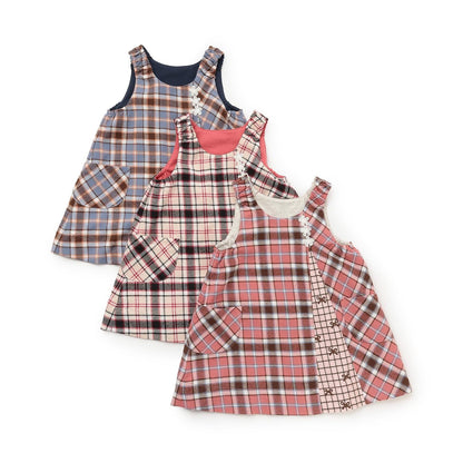 格紋×mimi醬刺繡雙面背心裙