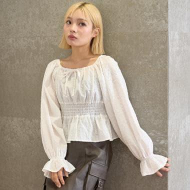 格紋一字肩襯衫