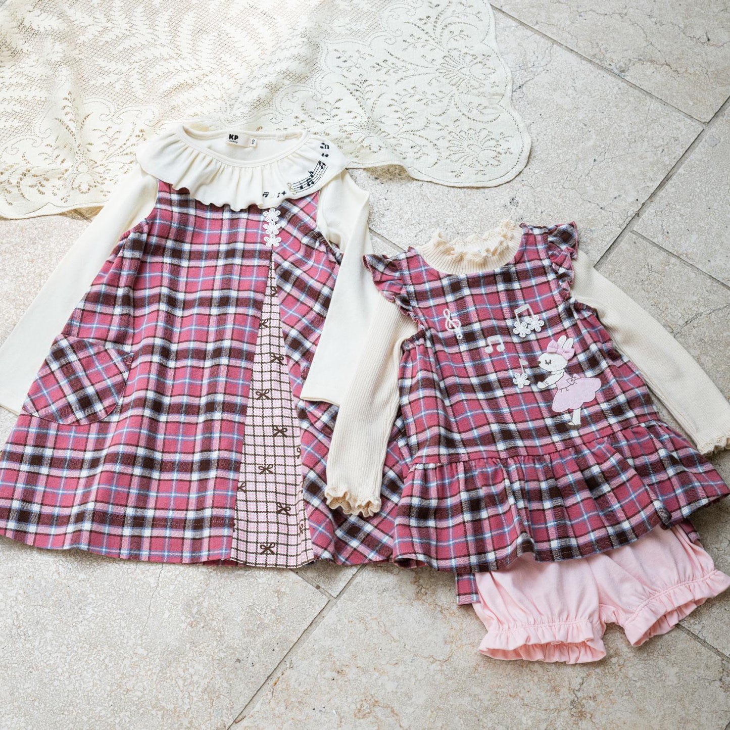 格紋×mimi醬刺繡雙面背心裙