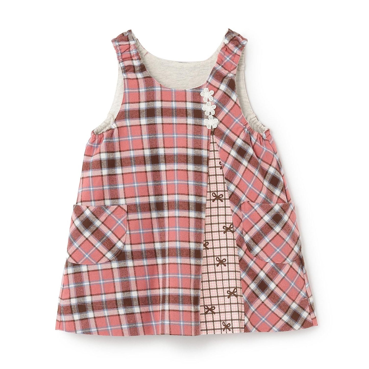 格紋×mimi醬刺繡雙面背心裙