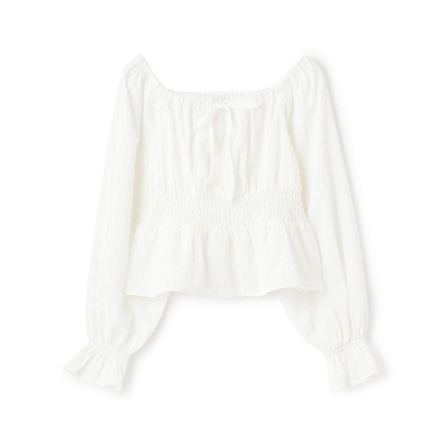 格紋一字肩襯衫