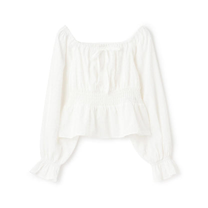 格紋一字肩襯衫