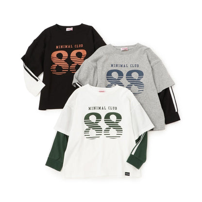 【防汙加工】數字印花疊穿長袖T恤