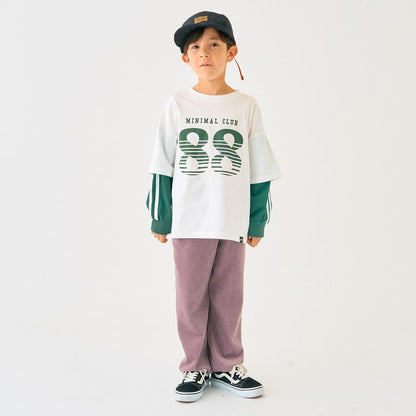 【防汙加工】數字印花疊穿長袖T恤