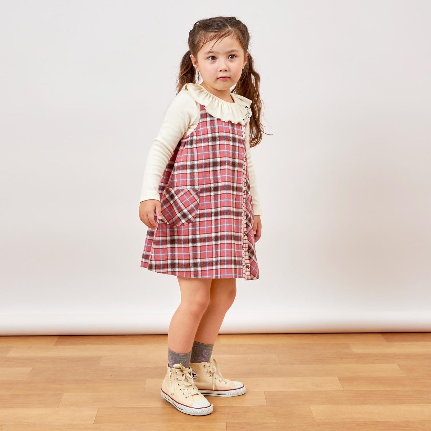 格紋×mimi醬刺繡雙面背心裙