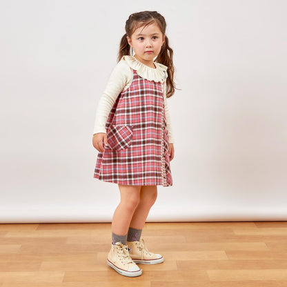 格紋×mimi醬刺繡雙面背心裙