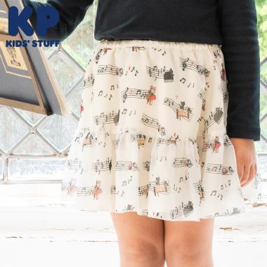 音符圖案印花雪紡半身裙