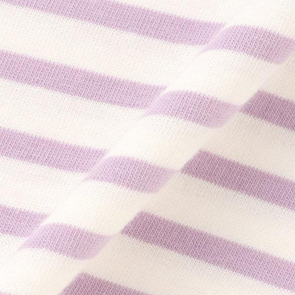 肩部網紗拼接條紋長袖T恤