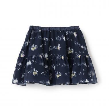 音符圖案印花雪紡半身裙