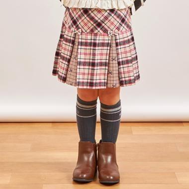 格紋拼接百褶裙褲