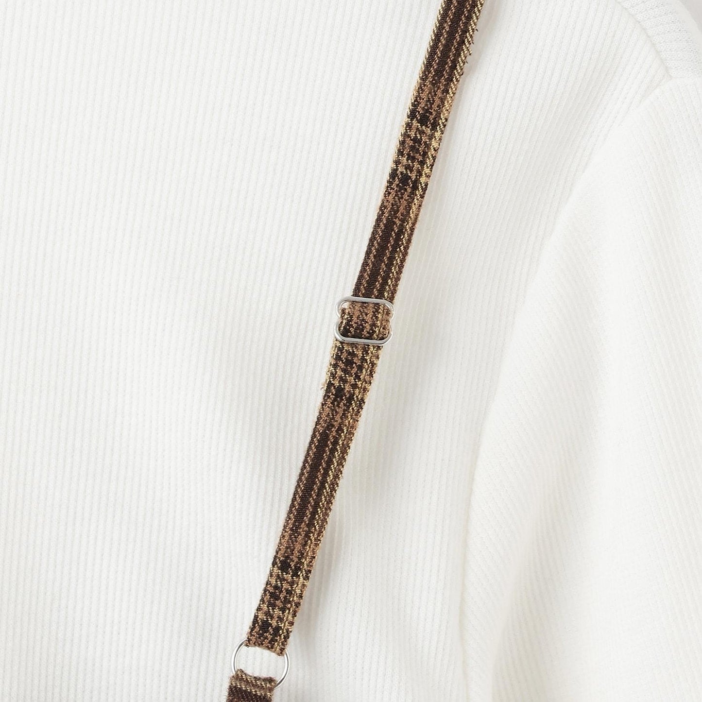 帶內襯不對稱下襬格紋吊帶背心