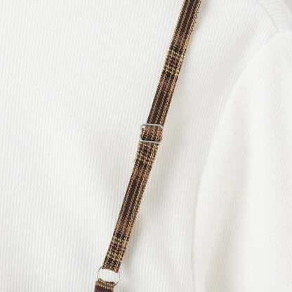 帶內襯不對稱下襬格紋吊帶背心