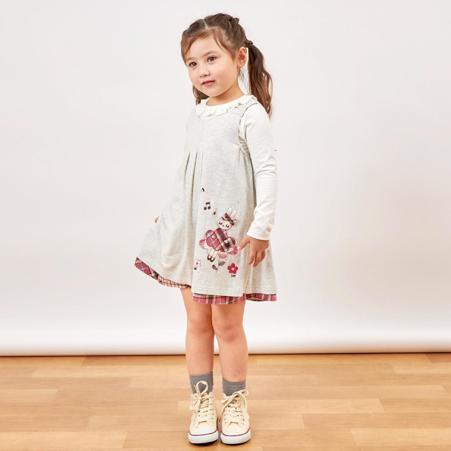 格紋×mimi醬刺繡雙面背心裙