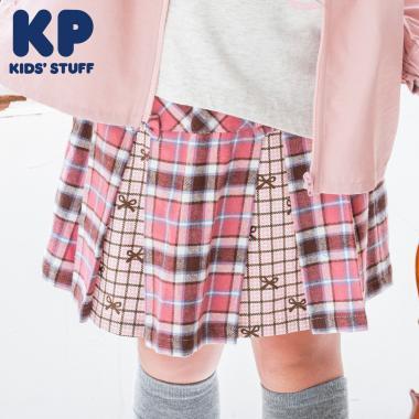 格紋拼接百褶裙褲