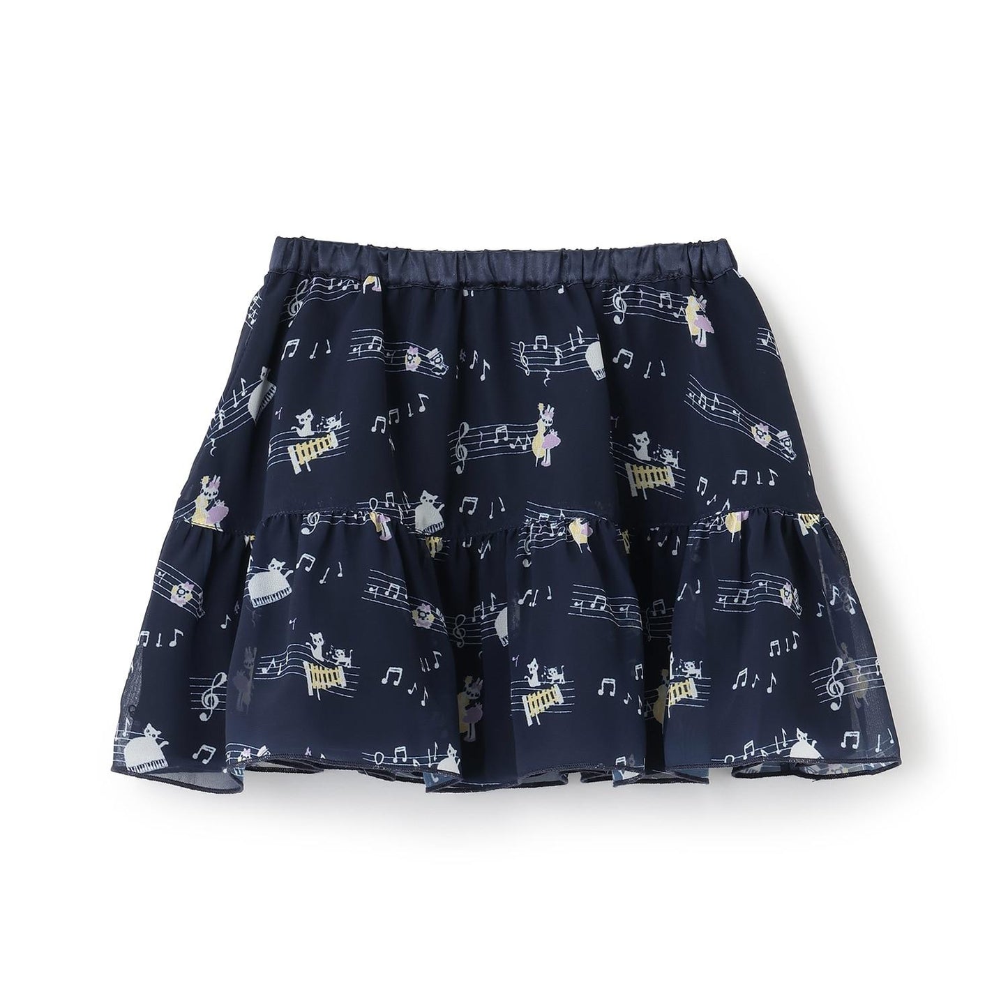 音符圖案印花雪紡半身裙