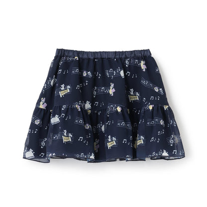 音符圖案印花雪紡半身裙