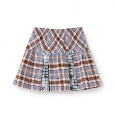 格紋拼接百褶裙褲