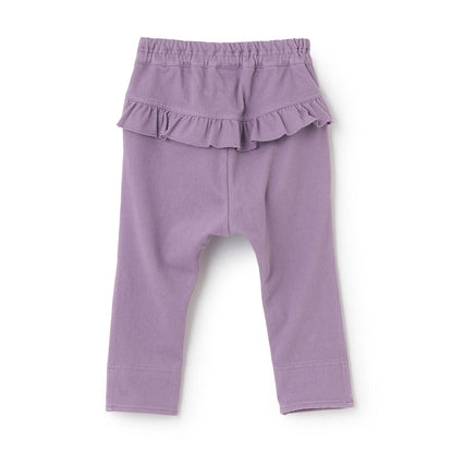 mimi醬貼布裝飾臀部荷葉邊針織斜紋長褲