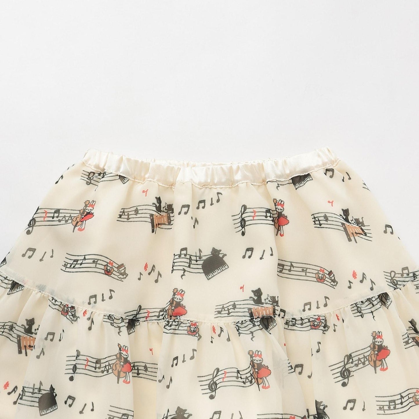 音符圖案印花雪紡半身裙