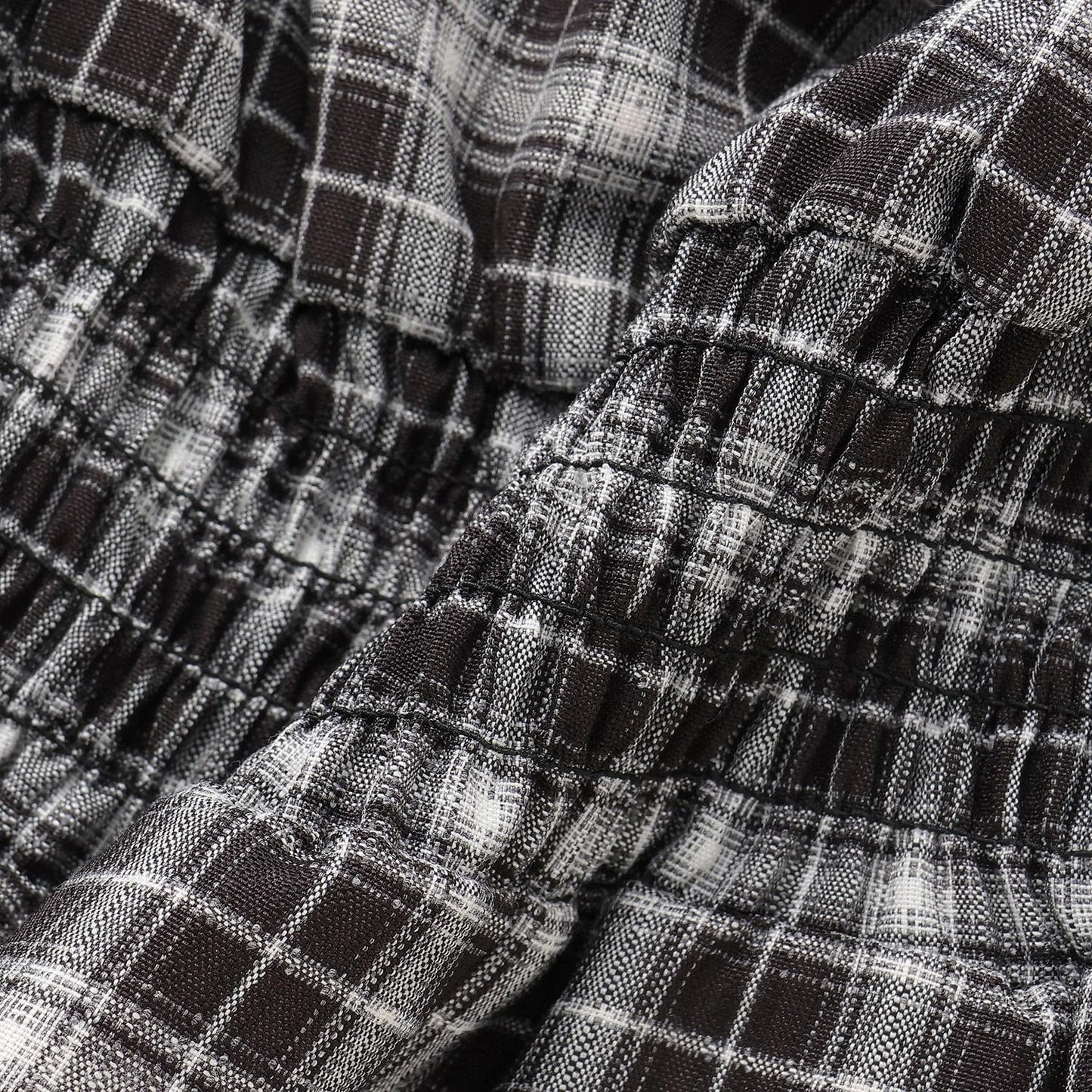 格紋一字肩襯衫