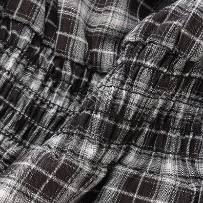 格紋一字肩襯衫