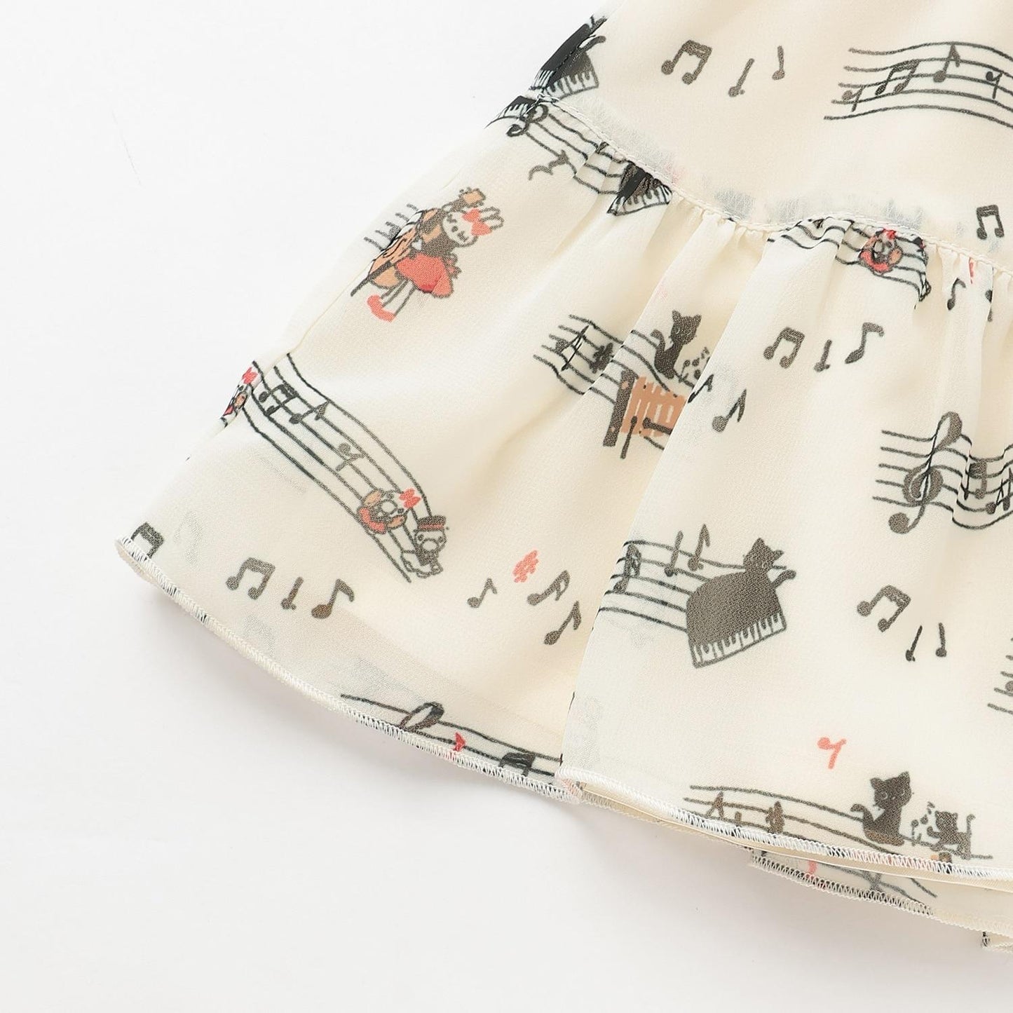 音符圖案印花雪紡半身裙