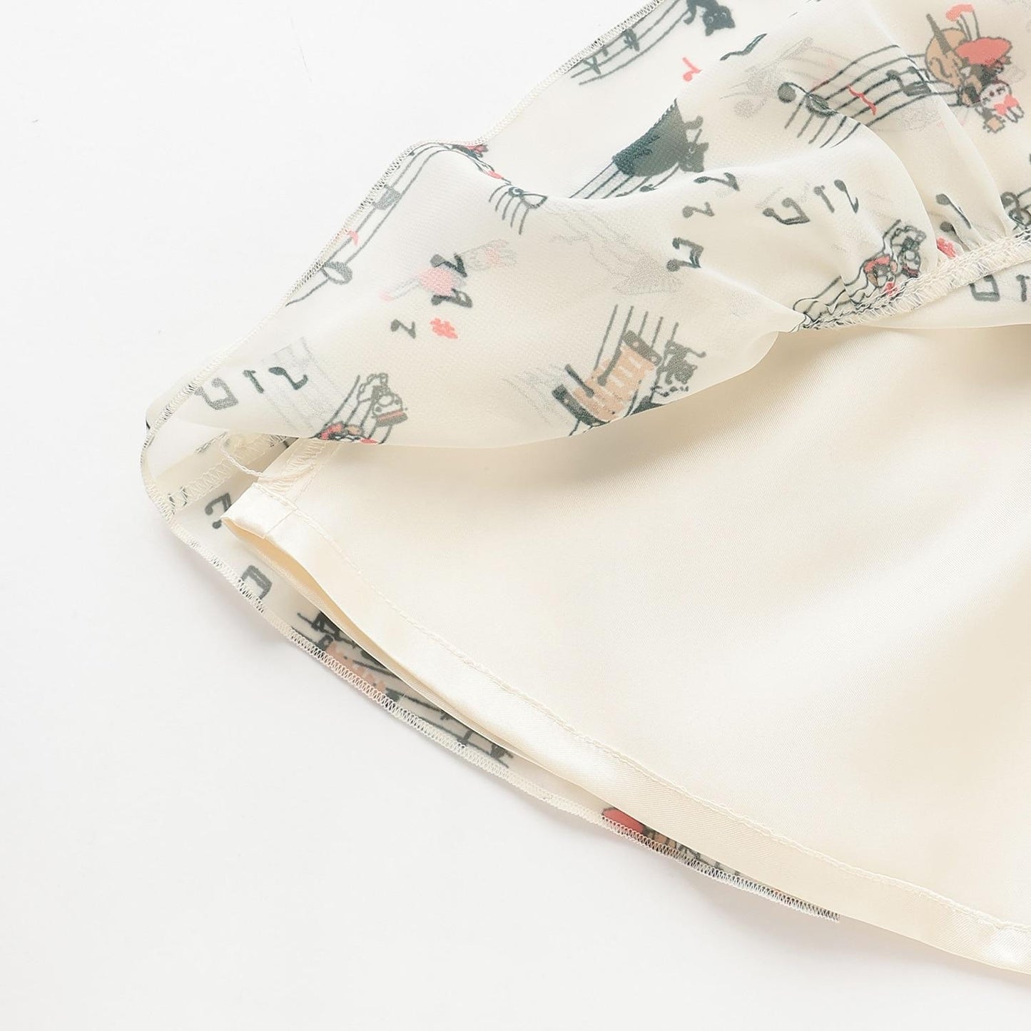 音符圖案印花雪紡半身裙