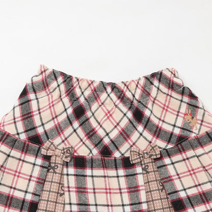 格紋拼接百褶裙褲