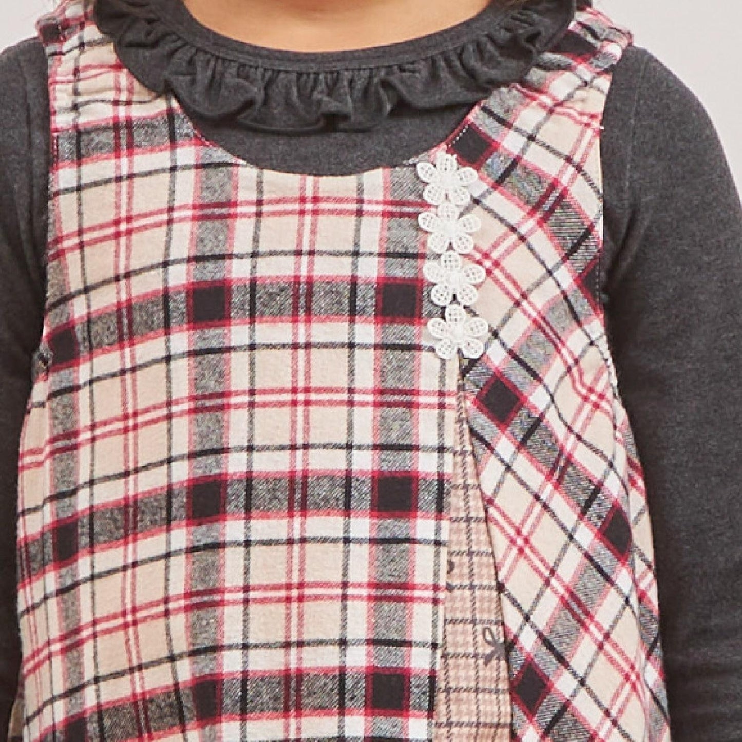 格紋×mimi醬刺繡雙面背心裙