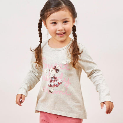 mimi醬 格子貼布 長袖T恤