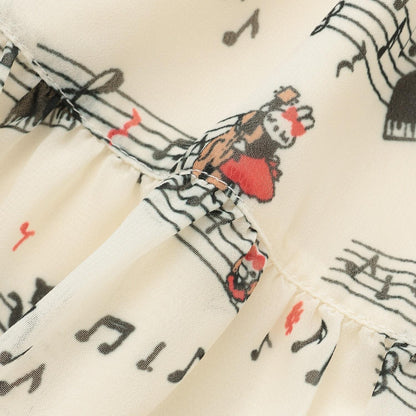 音符圖案印花雪紡半身裙