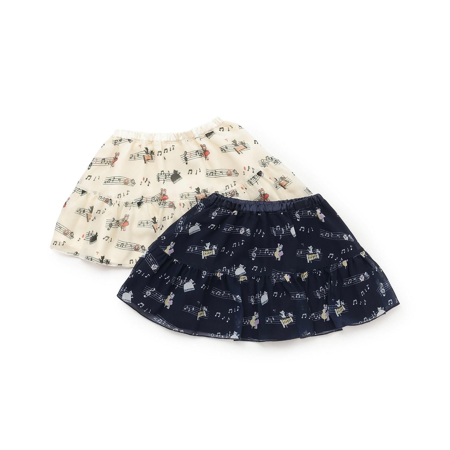音符圖案印花雪紡半身裙
