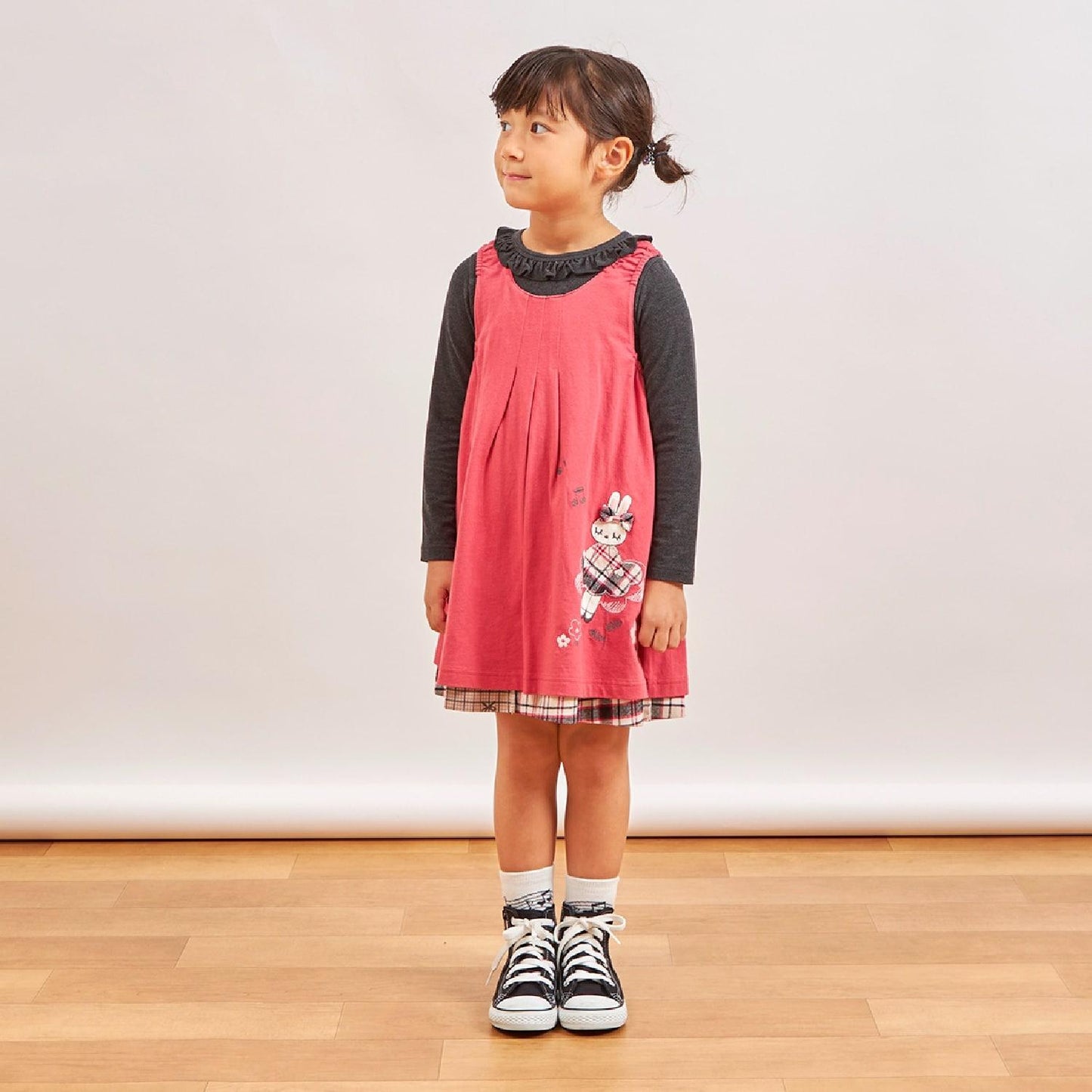 格紋×mimi醬刺繡雙面背心裙