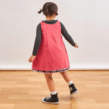 格紋×mimi醬刺繡雙面背心裙