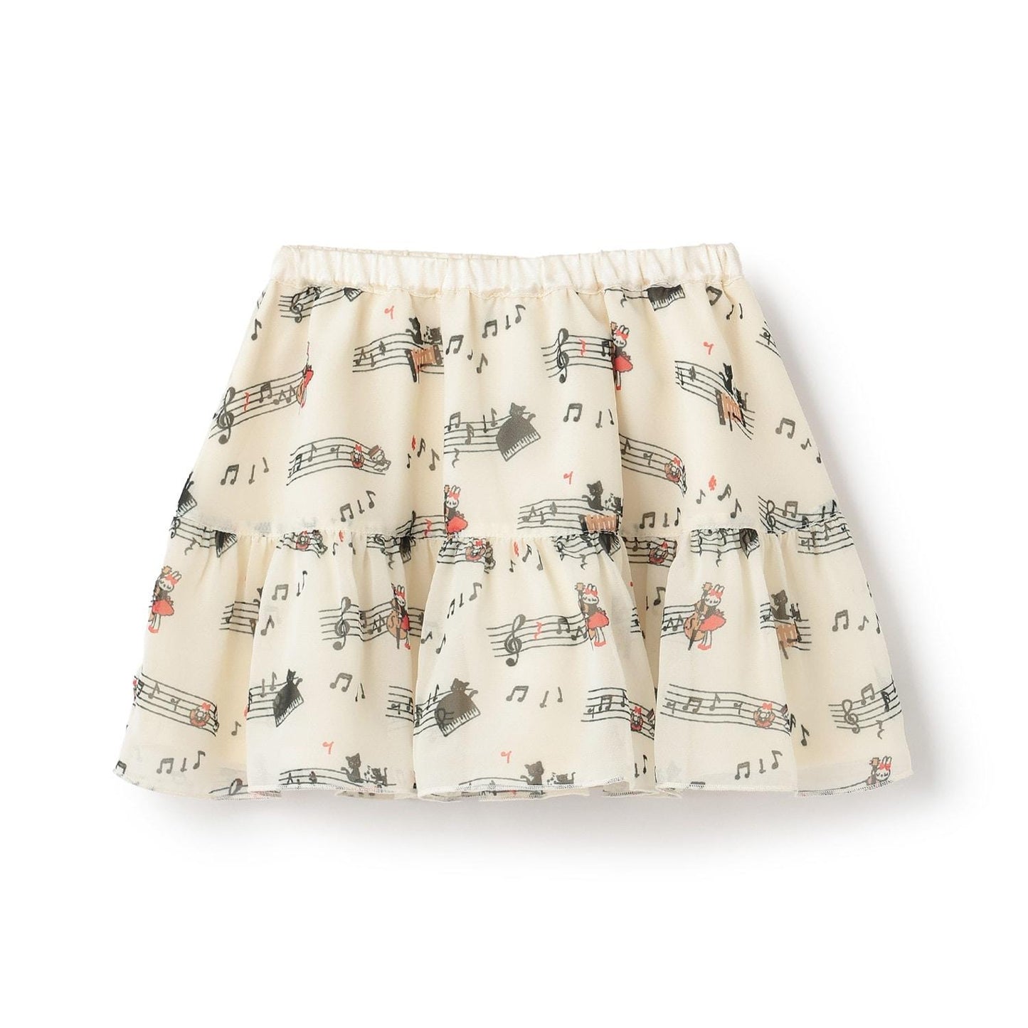 音符圖案印花雪紡半身裙