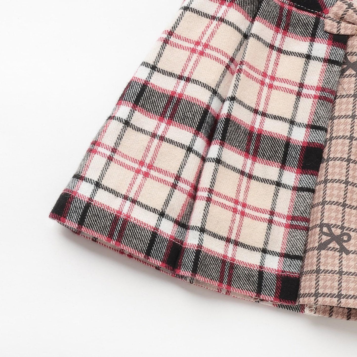 格紋拼接百褶裙褲