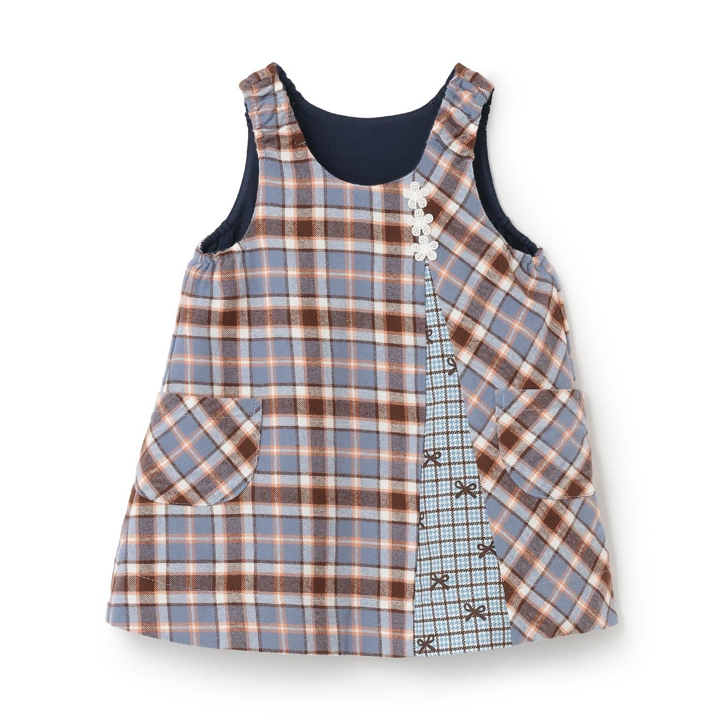 格紋×mimi醬刺繡雙面背心裙