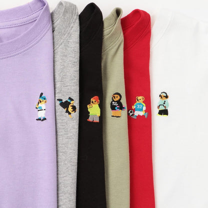 小熊點綴天竺長袖T恤