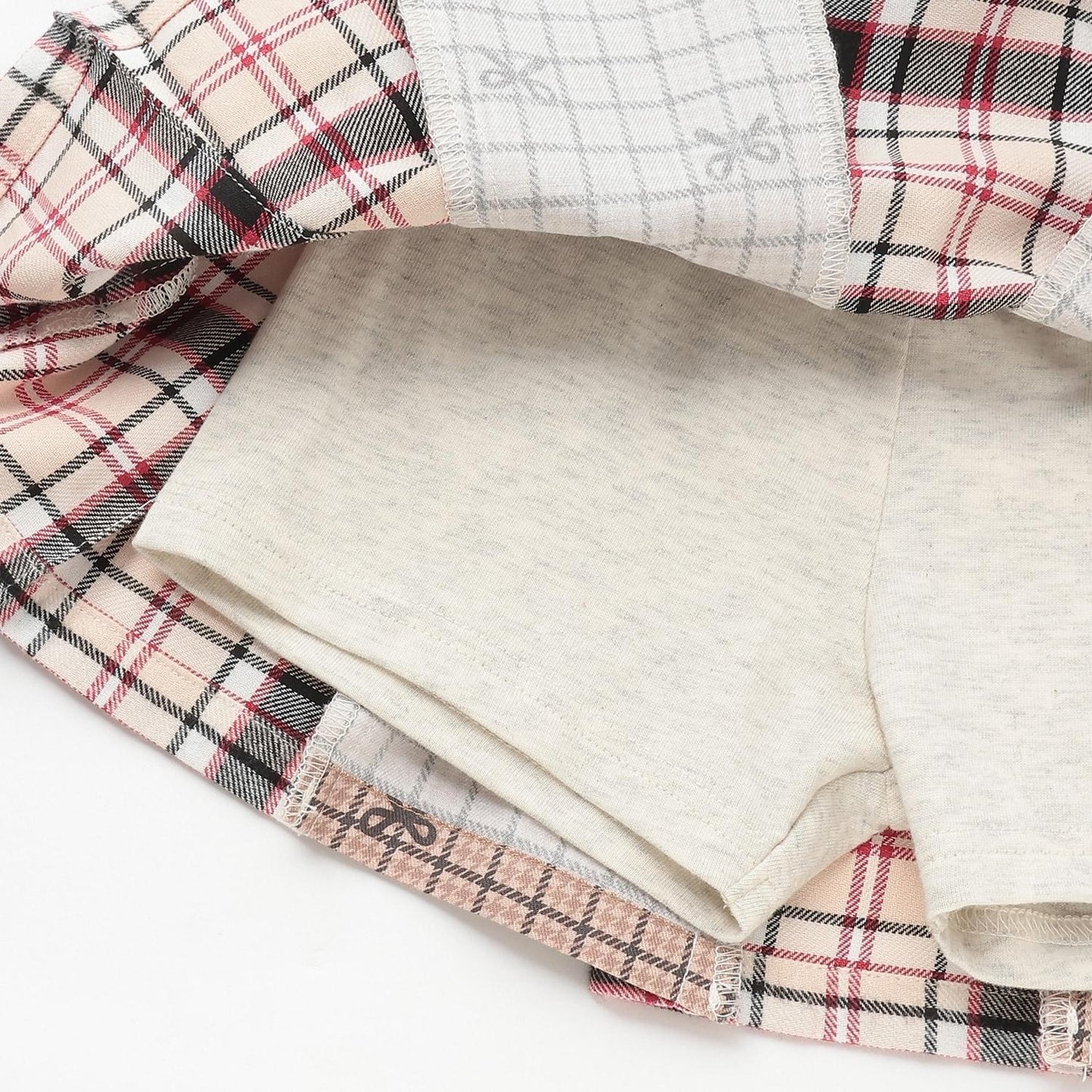 格紋拼接百褶裙褲