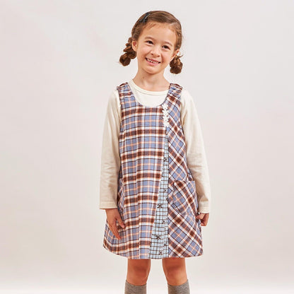 格紋×mimi醬刺繡雙面背心裙