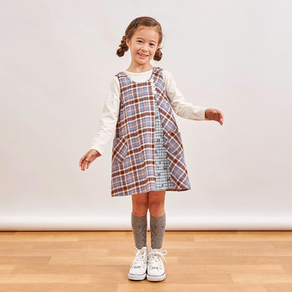 格紋×mimi醬刺繡雙面背心裙