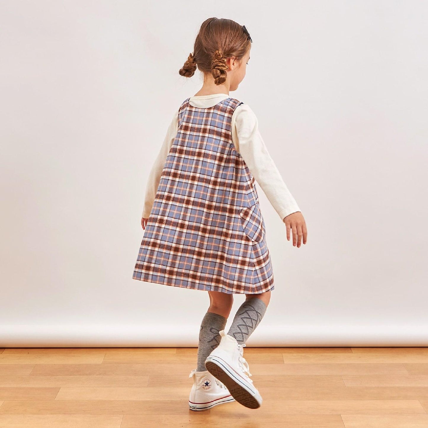 格紋×mimi醬刺繡雙面背心裙