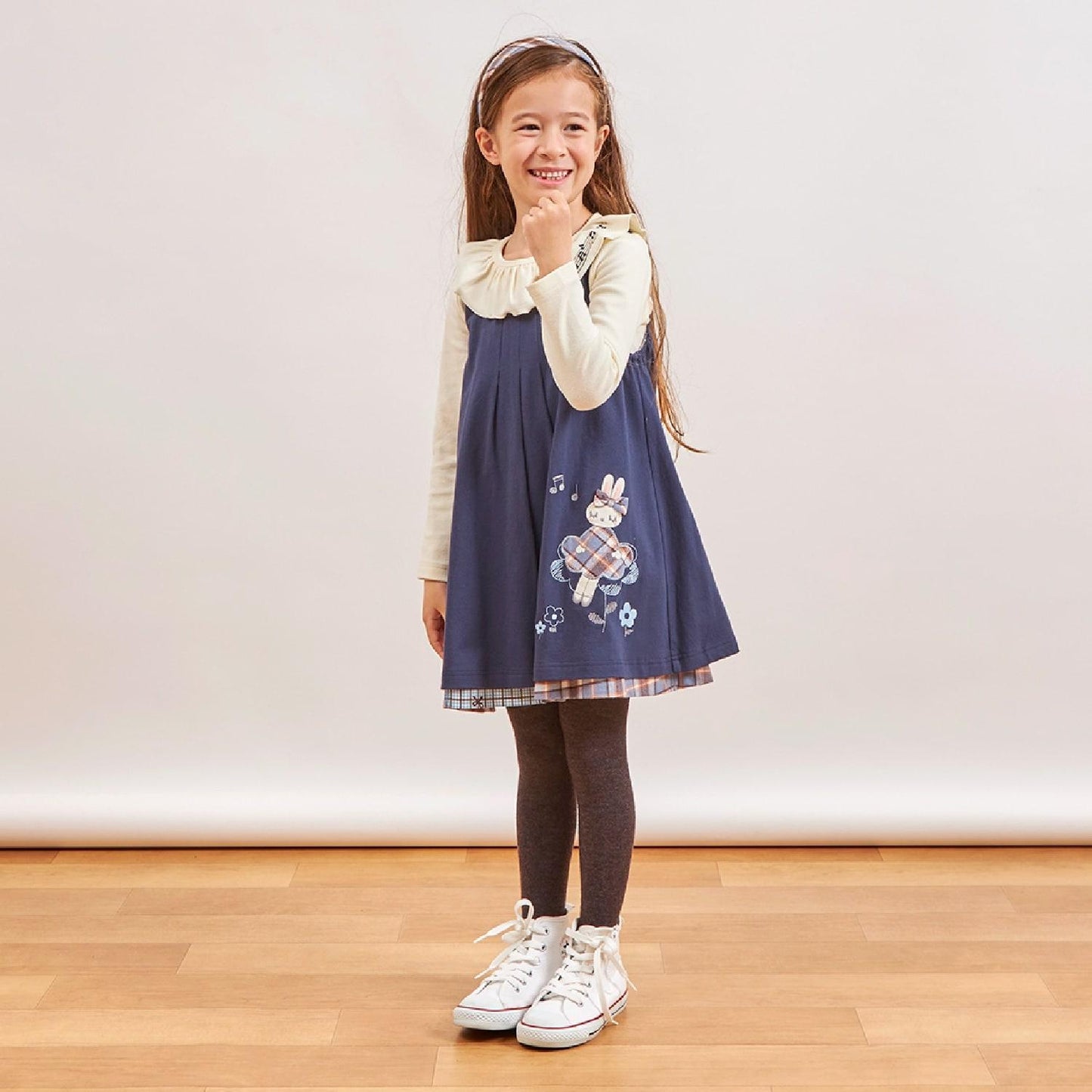 格紋×mimi醬刺繡雙面背心裙