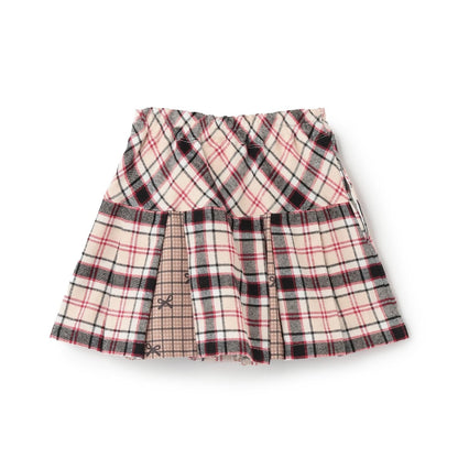 格紋拼接百褶裙褲