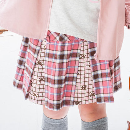 格紋拼接百褶裙褲