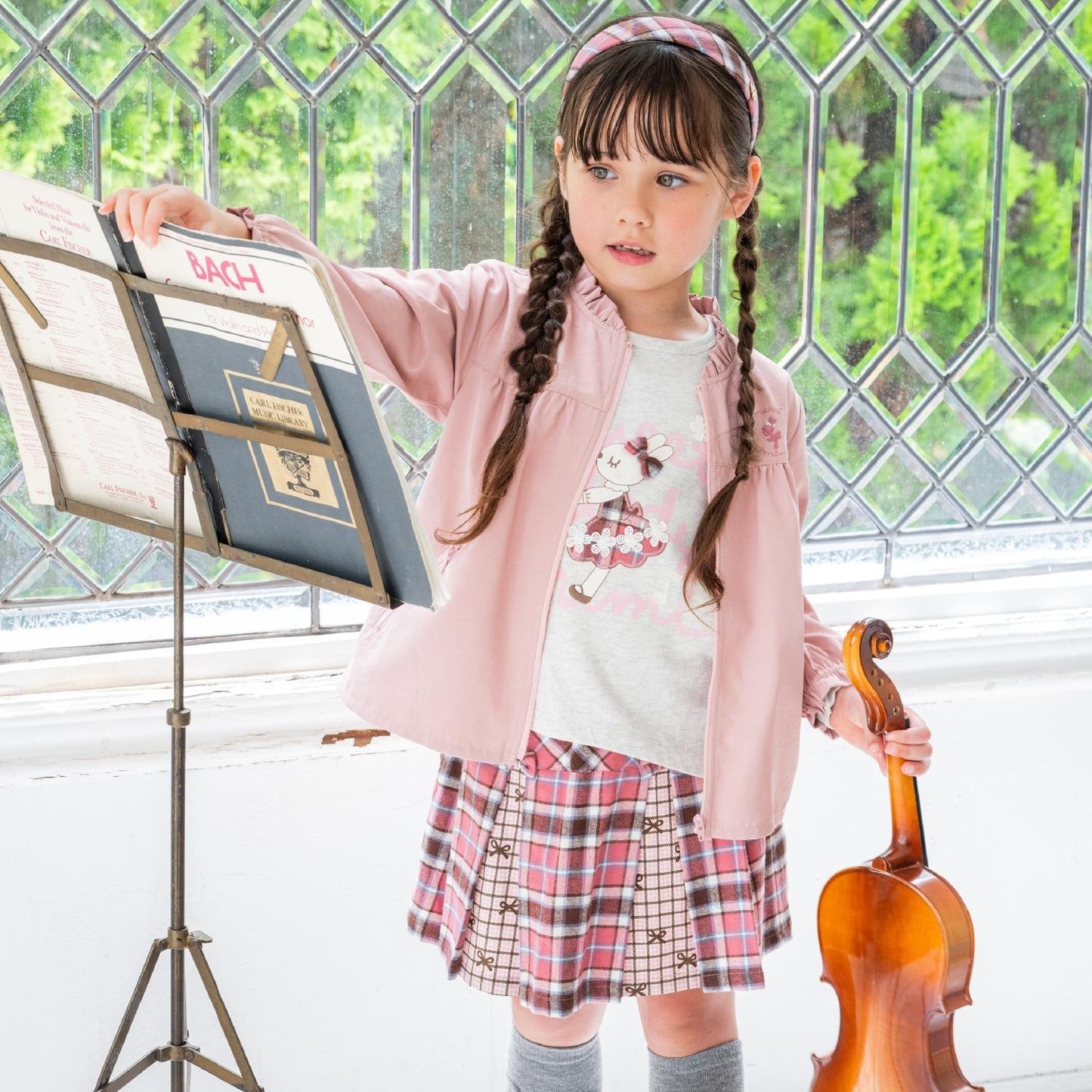 格紋拼接百褶裙褲