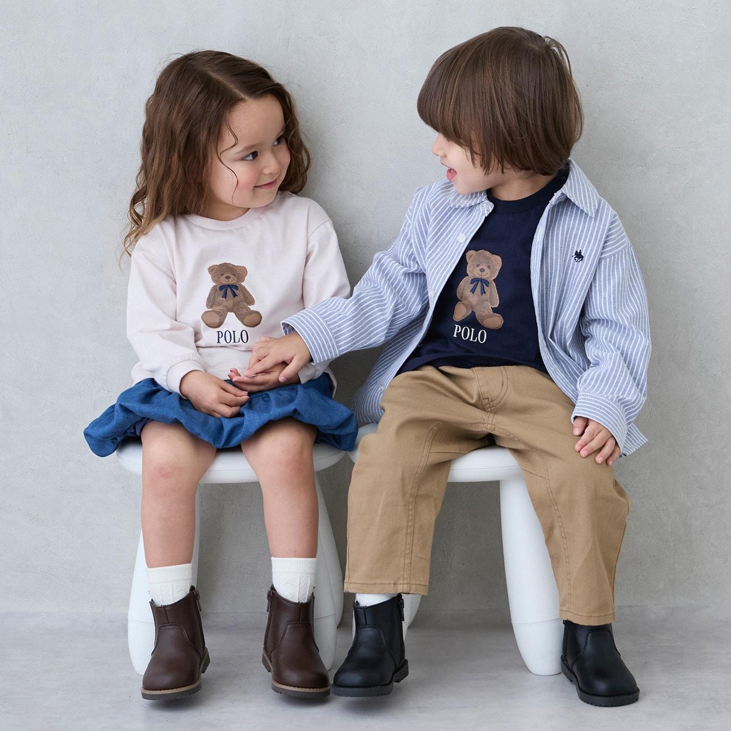 【POLO BCS】熊圖案長袖T恤+裙褲套裝