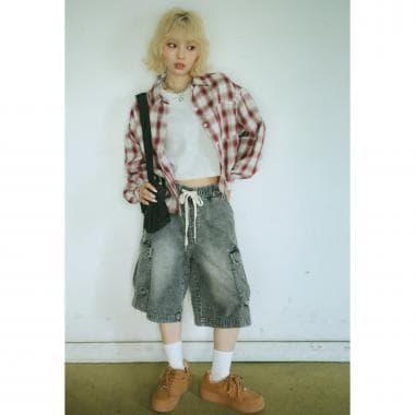 【LTXC】拼接牛仔工裝褲